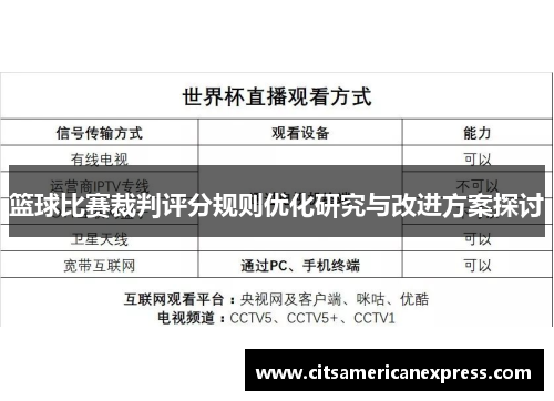 篮球比赛裁判评分规则优化研究与改进方案探讨